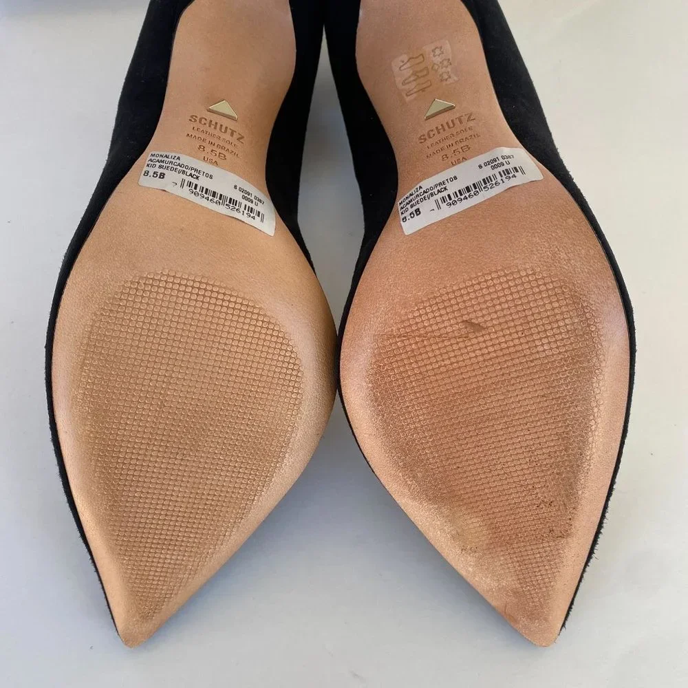 NIB SCHUTZ MONALIZA BLACK SUEDE POINT TOE PUMPS SZ 9 10 - Picture 8 of 9